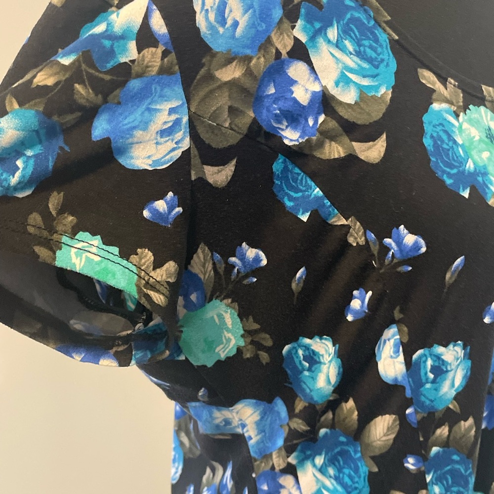 Lily Morgan Blue & Black Dark Floral Summer Dress With Back Cut-Out EUC - Picture 7 of 11